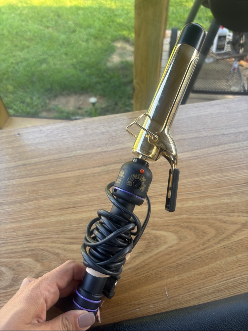 Gold and Black Curling Iron with Purple Accents - Women Hair Styling 1.25 in